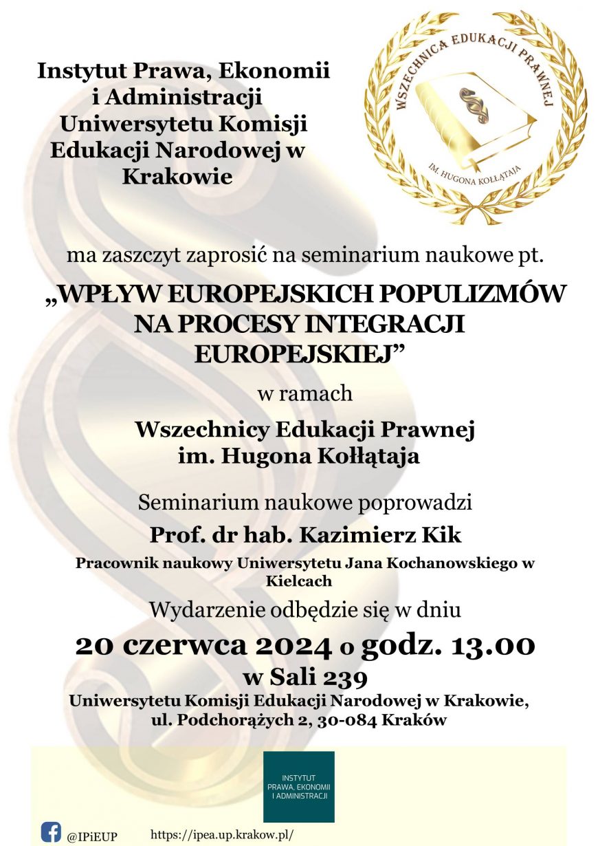 Plakat Seminarium WEP czerwiec 2024 Prof. KiK